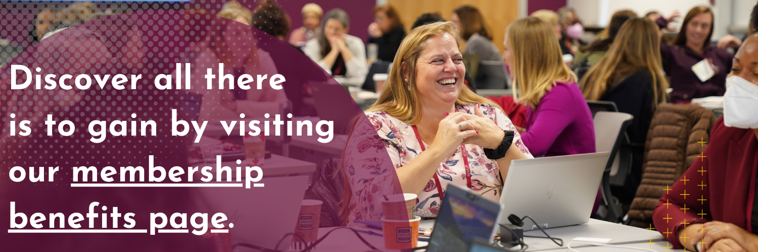 Members engaging with each other and laughing. Copy is on the left and reads, "Discover all there is to  gain by visiting our membership benefits page."