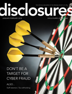 Cover of January/February 2018 issue of Disclosures
