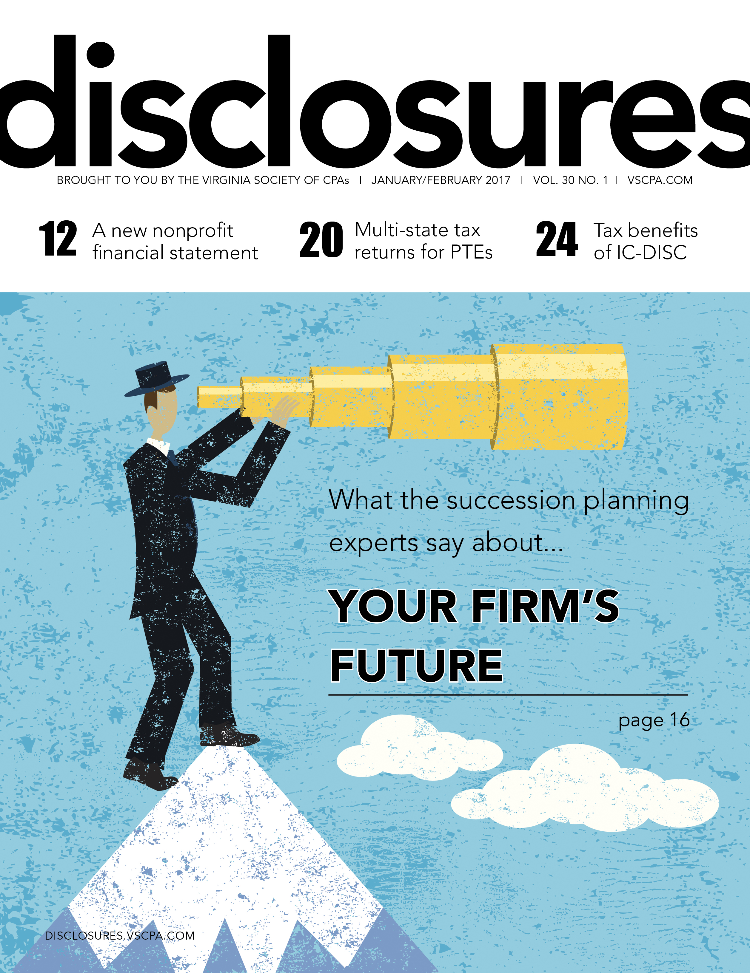 Cover of January/February 2017 issue of Disclosures