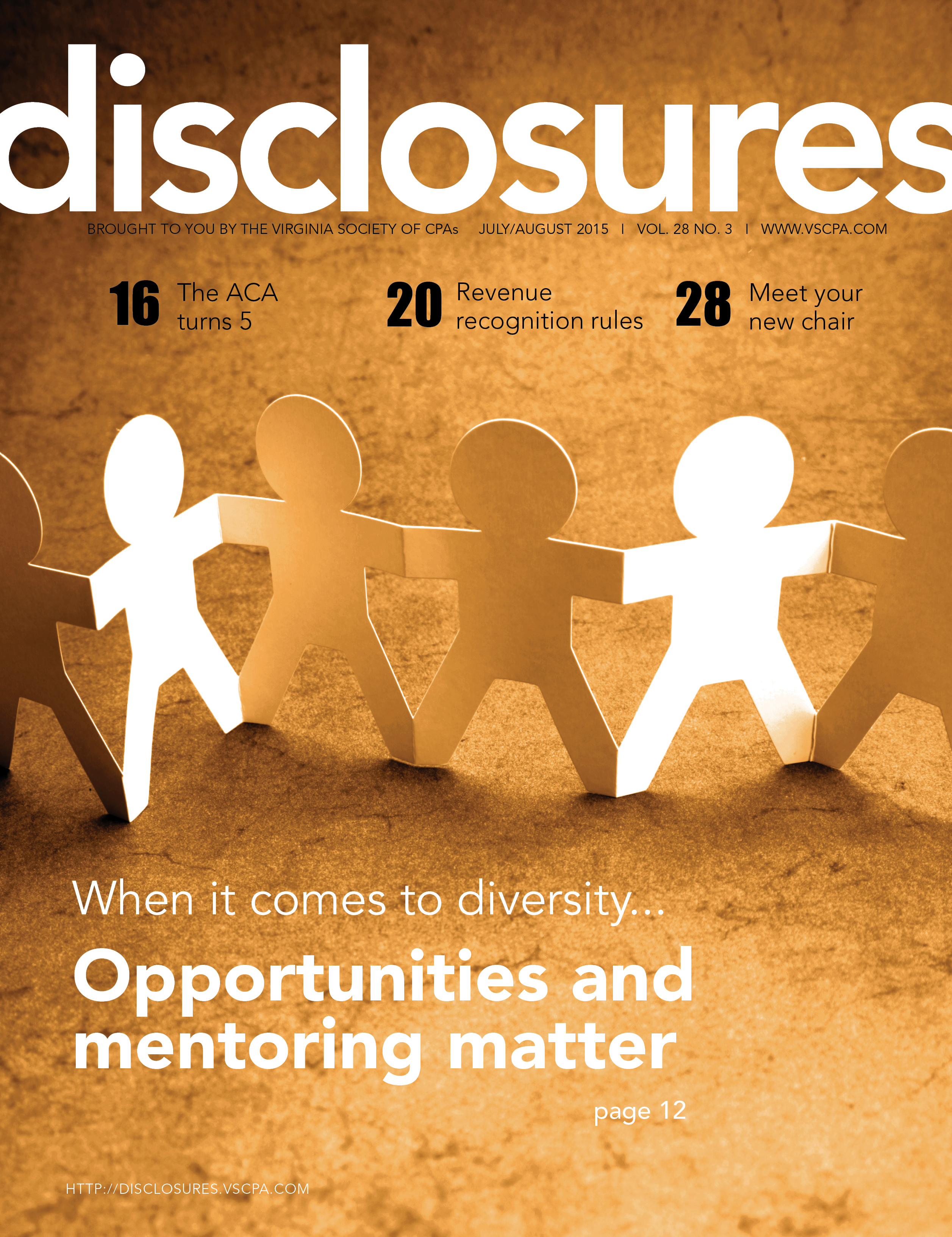 Cover of July/August 2015 issue of Disclosures