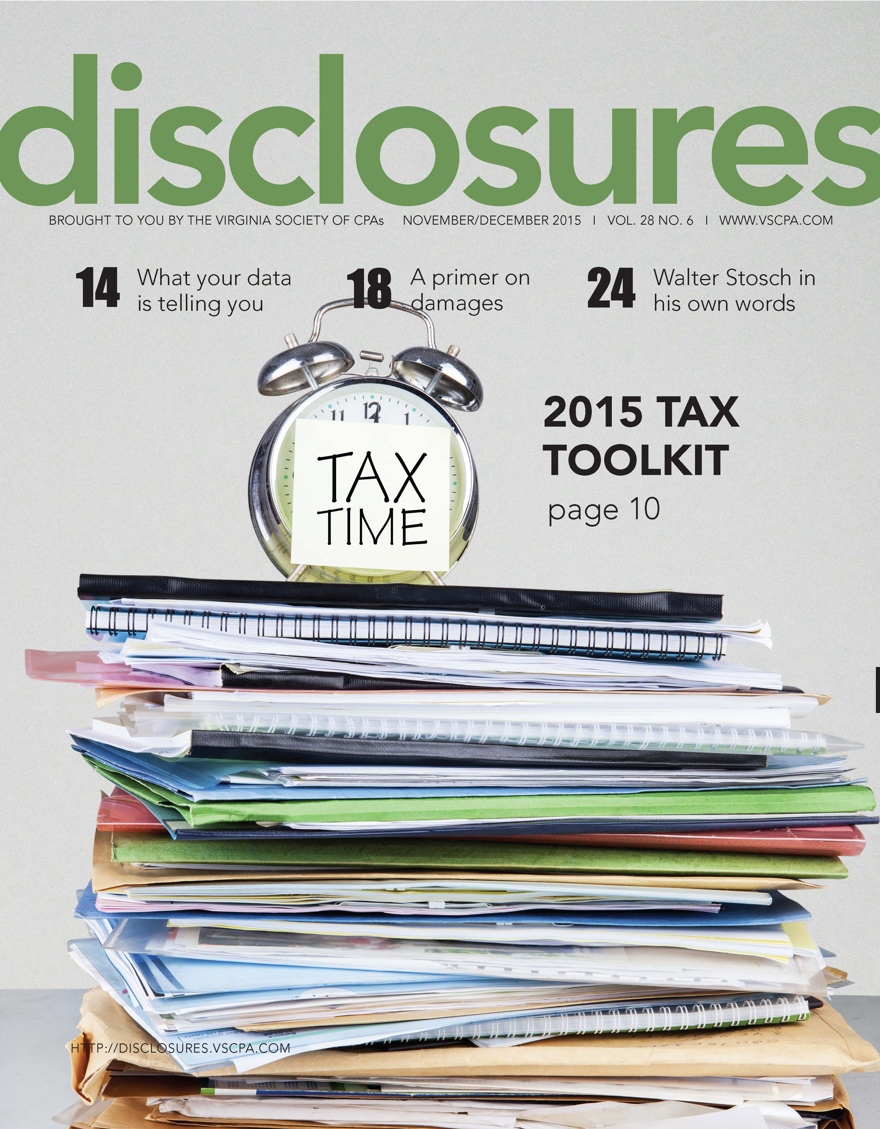 Cover of November/December 2015 issue of Disclosures