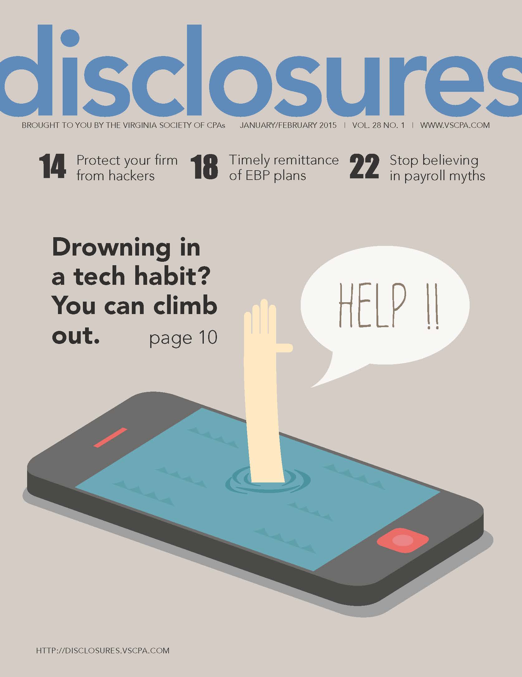Cover of January/February 2015 issue of Disclosures