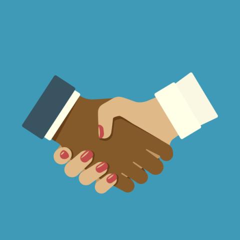 Man and woman shaking hands