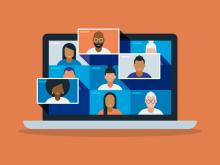 Laptop screen of diverse faces