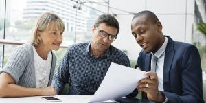 Financial advisor advising clients