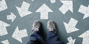 Feet in a field of arrows